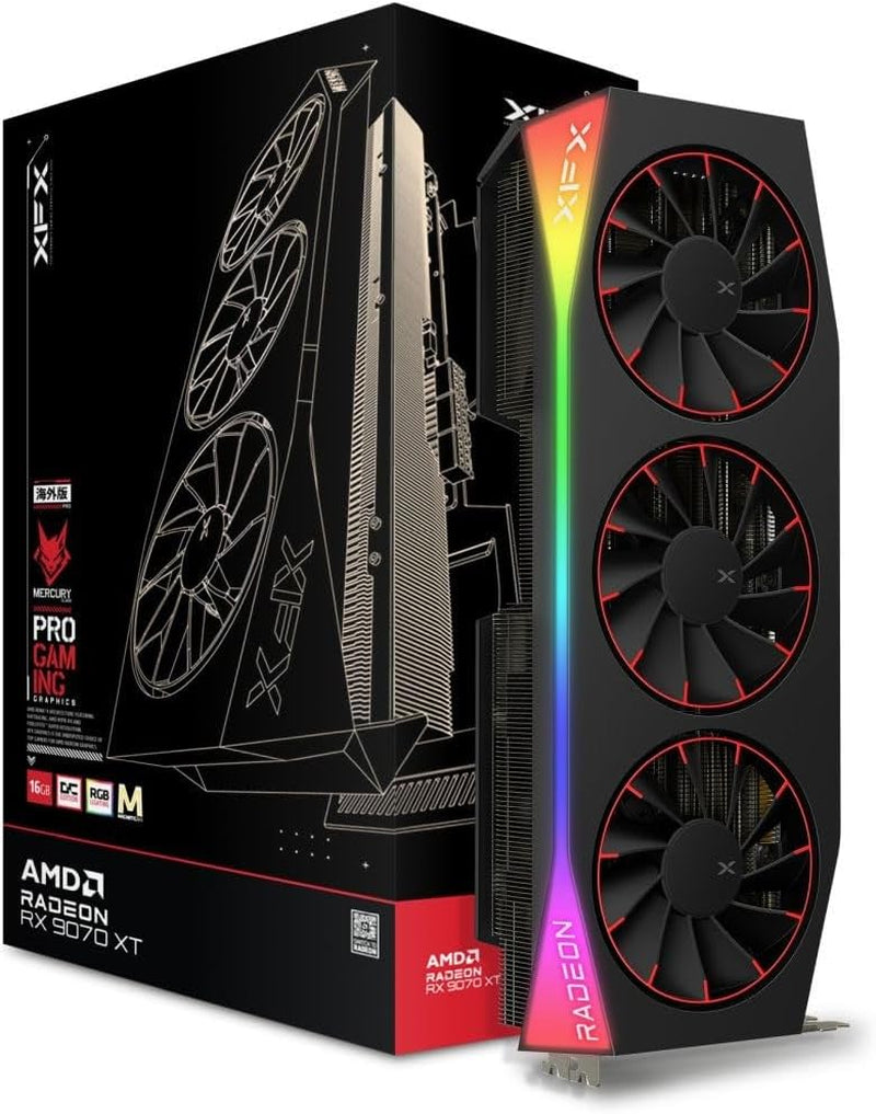 XFX Swift AMD Radeon RX 9070XT Triple Fan Gaming Edition with 16GB GDDR6 HDMI 3Xdp, AMD RDNA 4 RX-97TSWF3BA