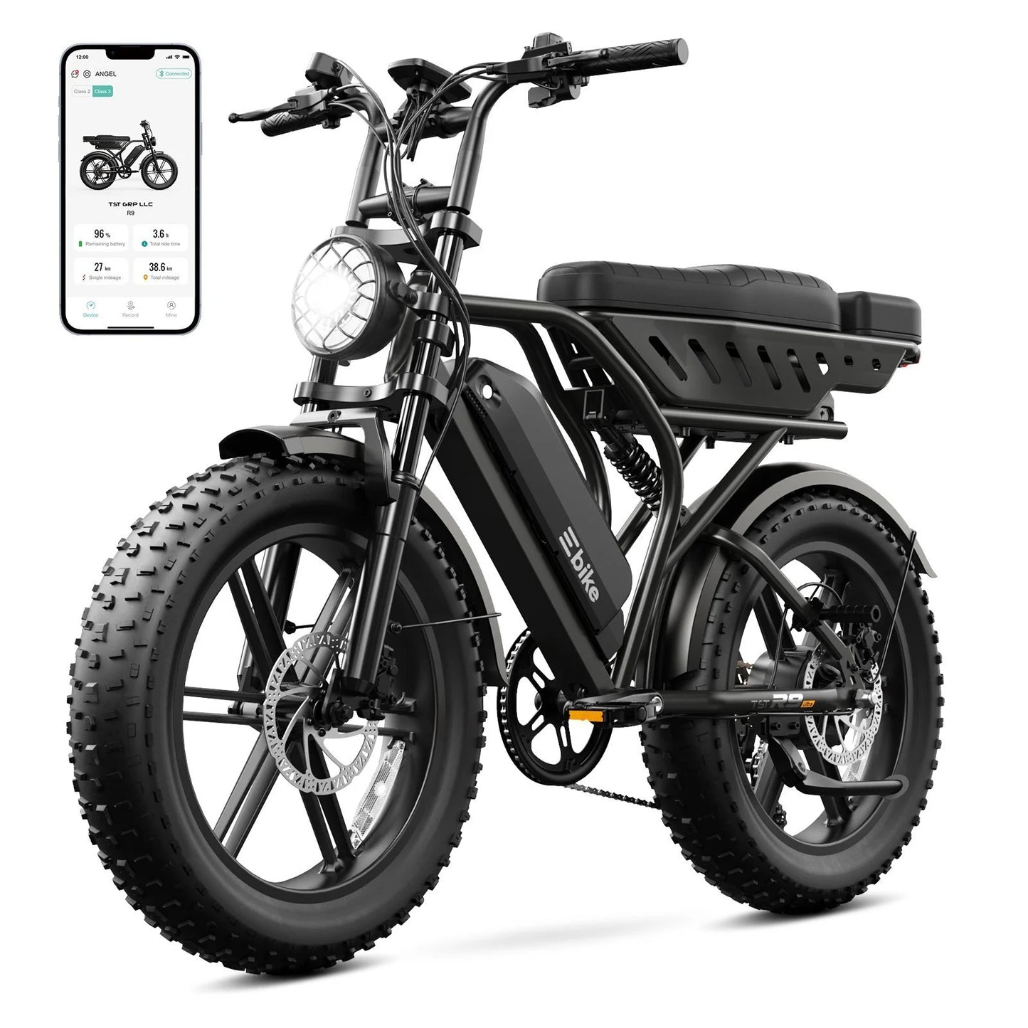 Electric Bike for Adults, 750W Peak 1500W Motor, 20"X4" Fat Tire E Bicycle, Mechanical Disc Brakes, E Mountain Bike, 48V/15AH UL2849, App Control