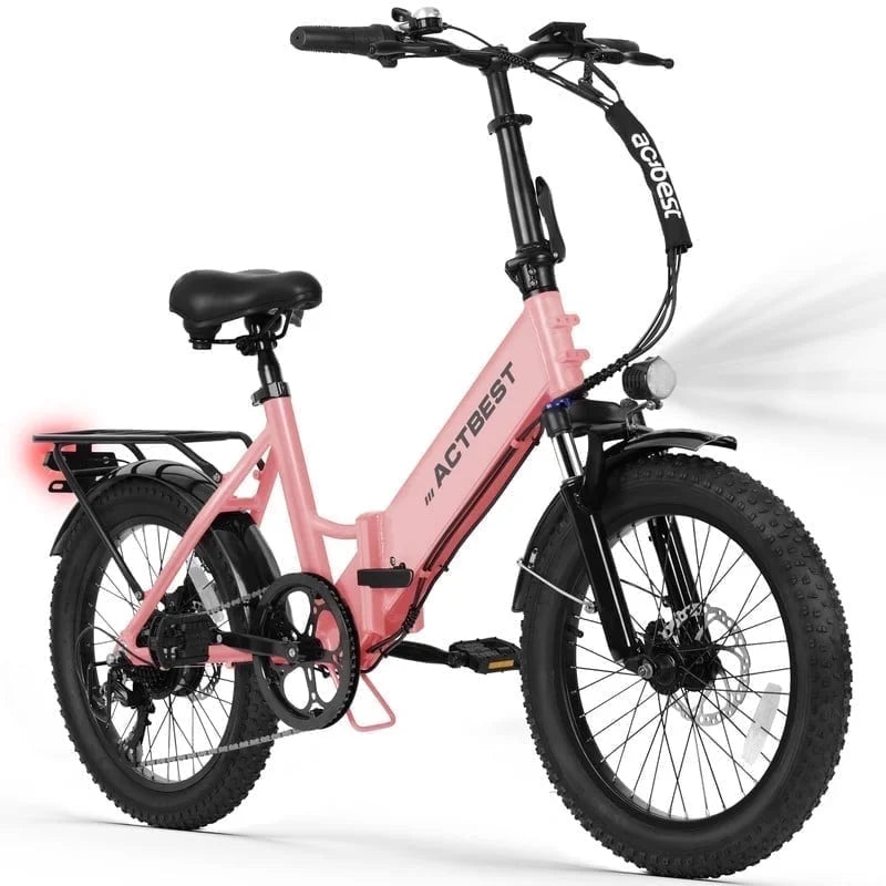 Qlife Speedy Lite Electric Bike AT35 Folding Step-Through - 750W, 20" Fat Tire,Black