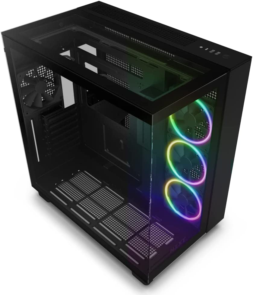 NZXT H9 Flow RGB (2025) – Large Dual-Chamber ATX Mid-Tower Airflow PC Case – Includes 1 X 420Mm RGB Fan Unit & 1 X 120Mm Fan – 420Mm Radiator Support – Tempered Glass – Back-Connect Ready – Black