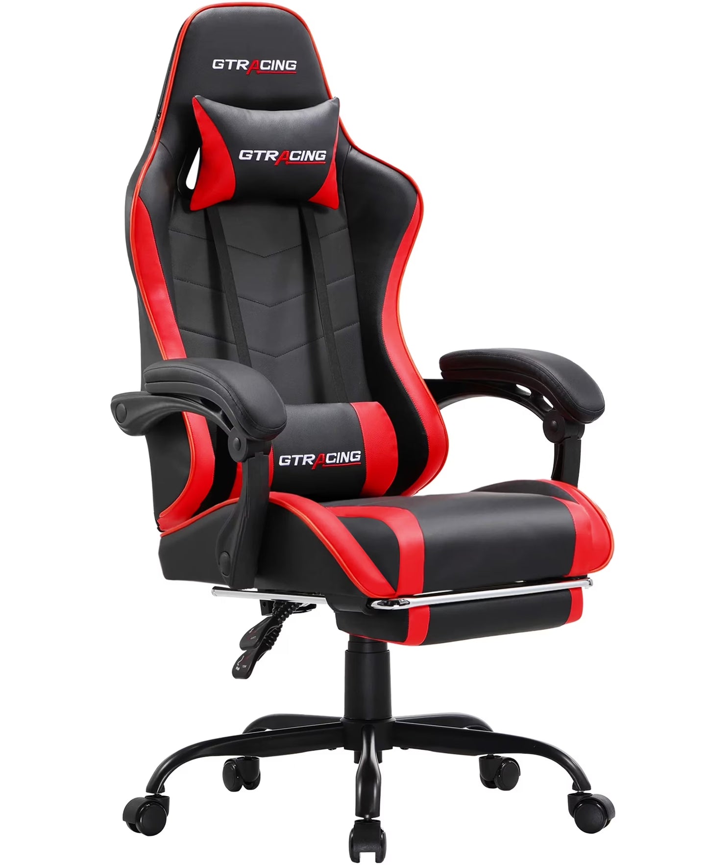 GTRACING Ergonomic GTWD-200 Gaming Chair with Adjustable Pillows and Footrest, Black