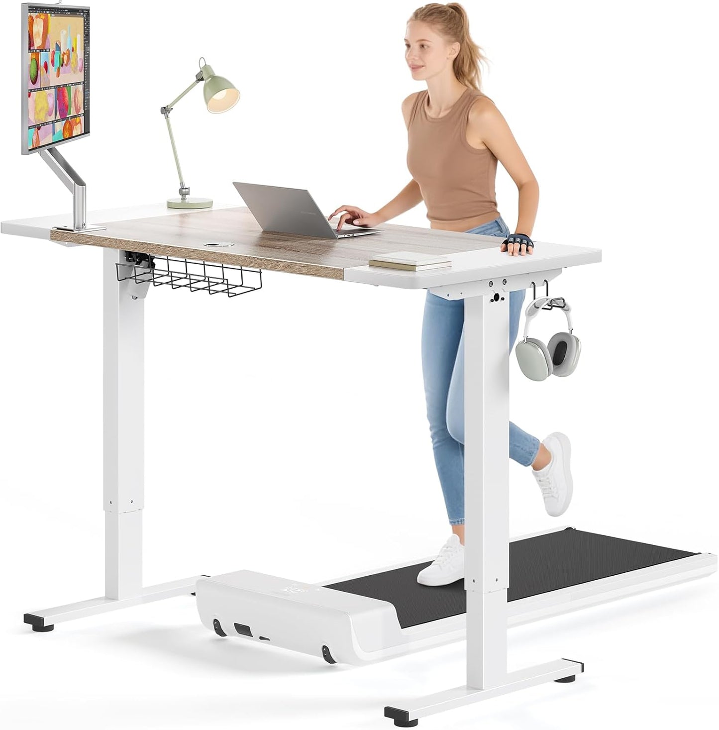 SIAGO Electric Standing Desk Adjustable - 48 X 24 Inch Sit Stand up Desk with Cable Management - 3 Memory Preset Adjustable Height Table