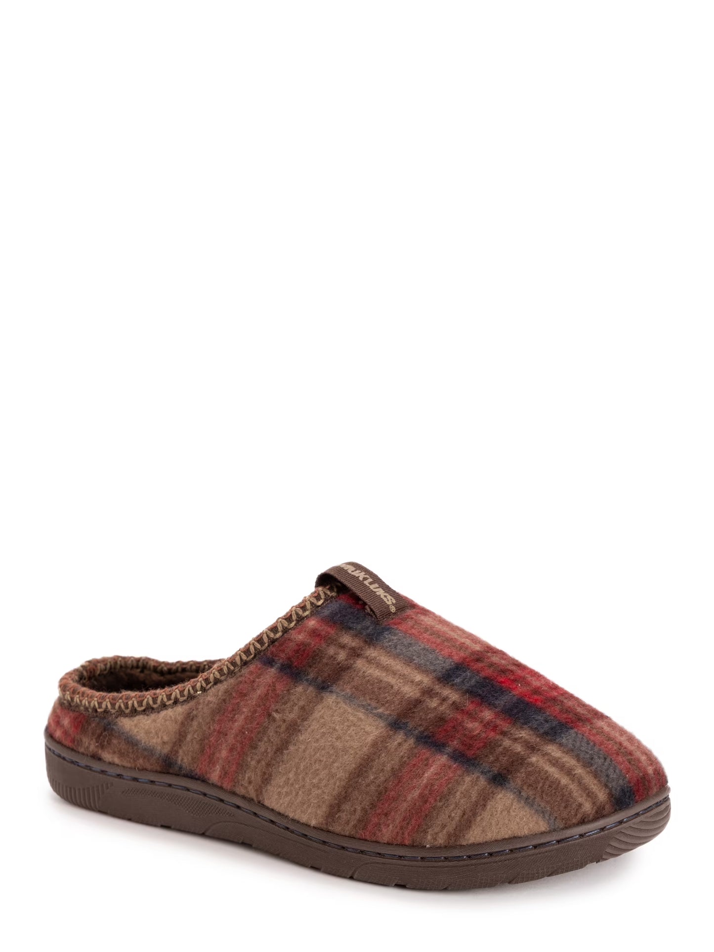 MUK LUKS Men'S Plaid Fleece Comfort Clog Slipper
