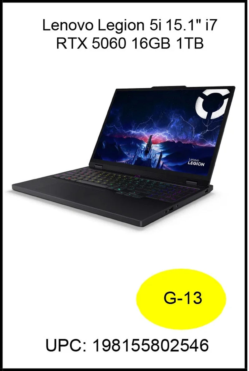 Lenovo Legion 5I 15.1" OLED WQXGA Laptop, Intel Core I7 14700HX, 16GB RAM, 1TB SSD, NVIDIA® Geforce RTX™ 5060