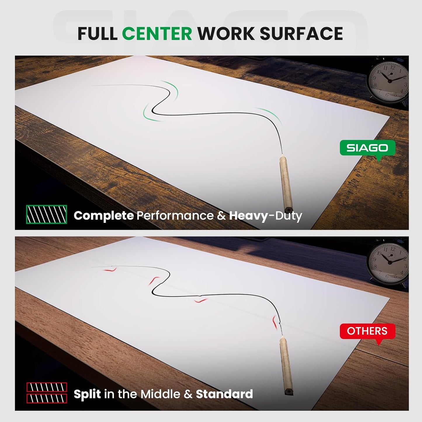 SIAGO Electric Standing Desk Adjustable - 48 X 24 Inch Sit Stand up Desk with Cable Management - 3 Memory Preset Adjustable Height Table
