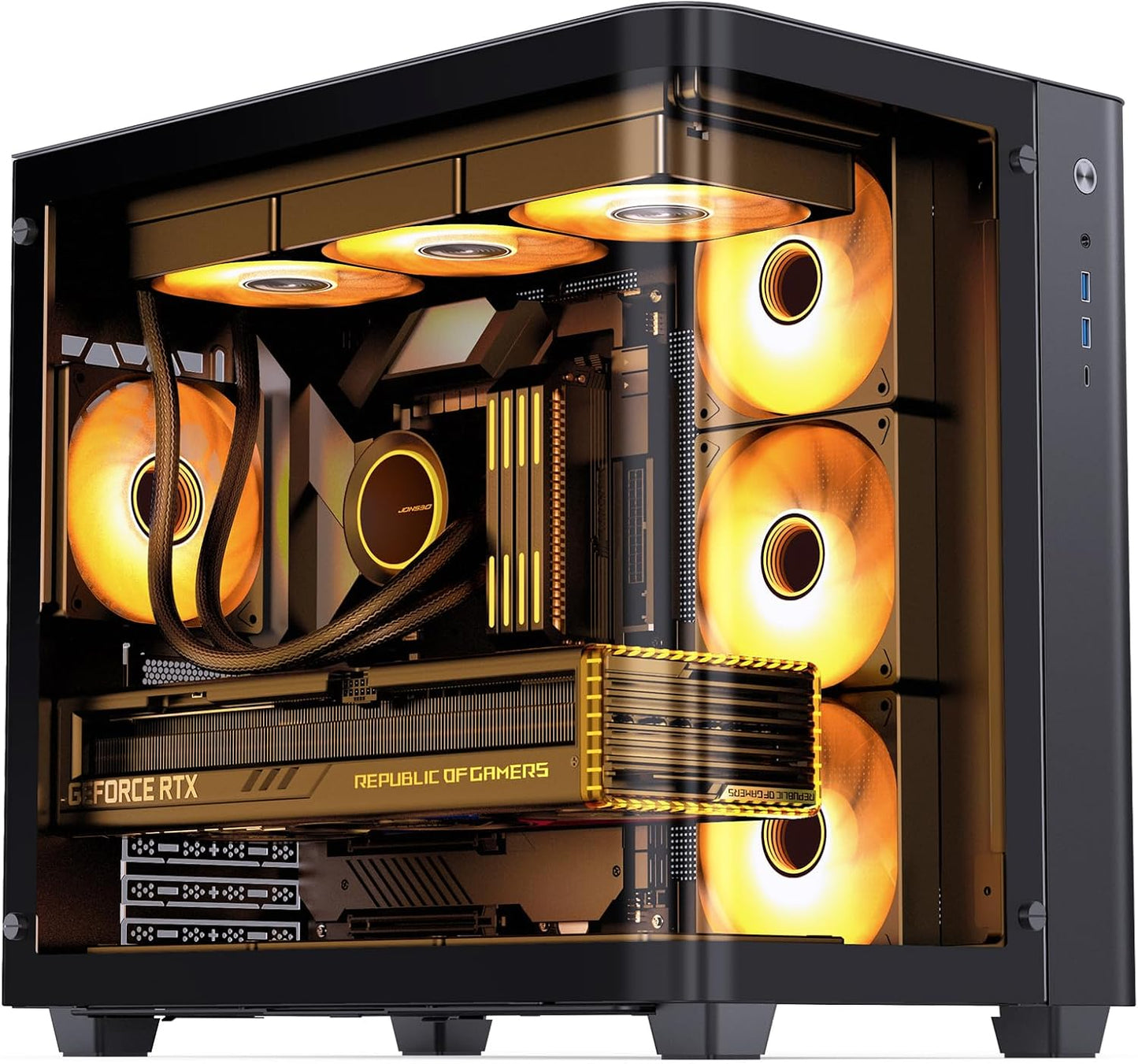 JONSBO TK-1 Black Micro ATX Mini Tower Computer CASE, Hyperboloid Glass Design, Separated Cabinet Structure, Al Alloy Shell Matx Desktop PC Case, Support ATX Power Supply/240 AIO, Black