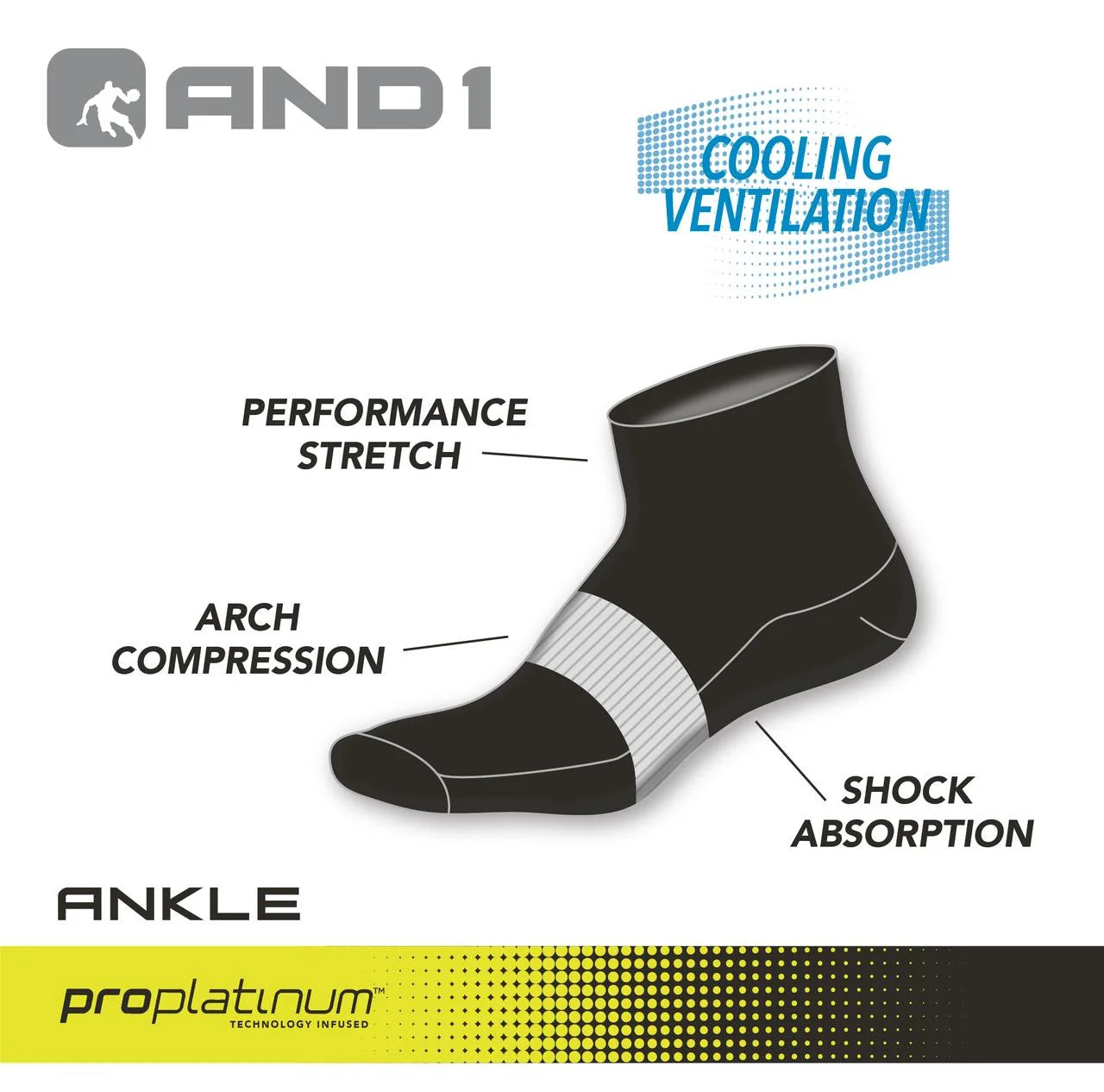 AND1 Men'S Socks, Cushion Quarter Socks, 12 Pack