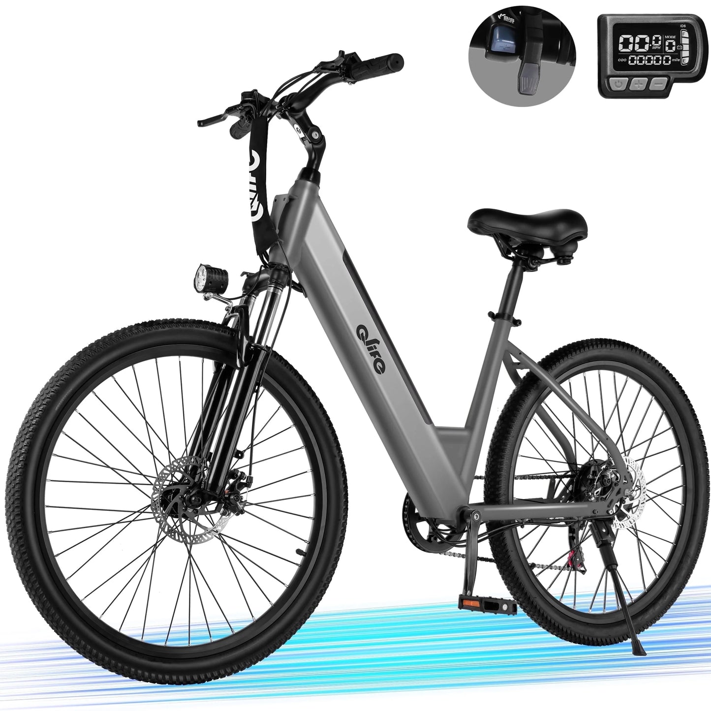 Cityone Electric Bike for Adults 26" Step-Through 20MPH Ebike with 2.1" Tire, Peak 750W Motor Ebikes with 7 Speed, E-Bike (Black)