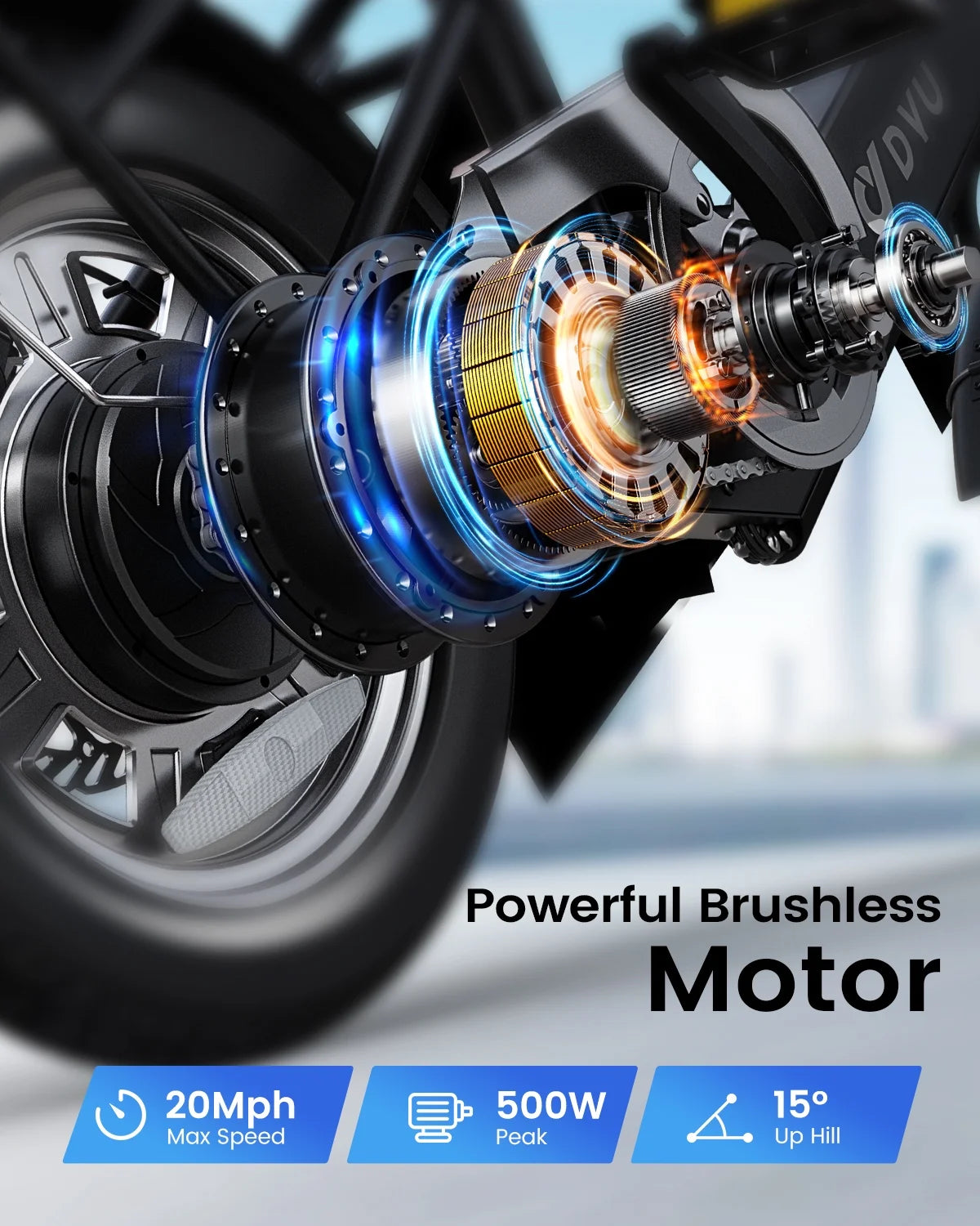 DYU 14" Folding Electric Bike for Adults Teens, 500W Peak Motor 36V/7.8AH Battery, Commuter City Ebike, UL2849