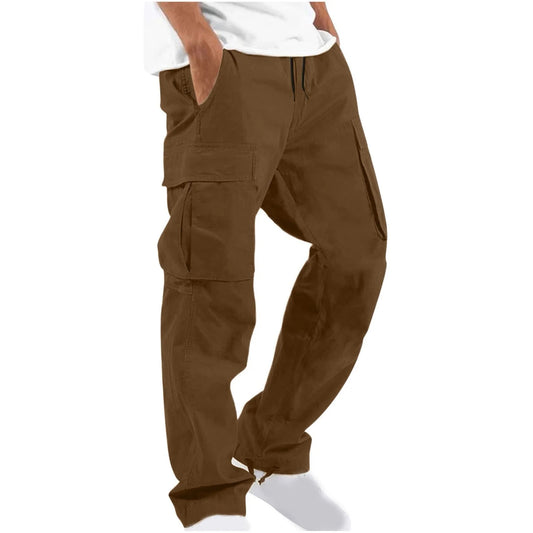 Mens Cargo Pants Men'S Solid Casual Outdoor Straight Pant Type Fitness Trousers with Multiple Pockets