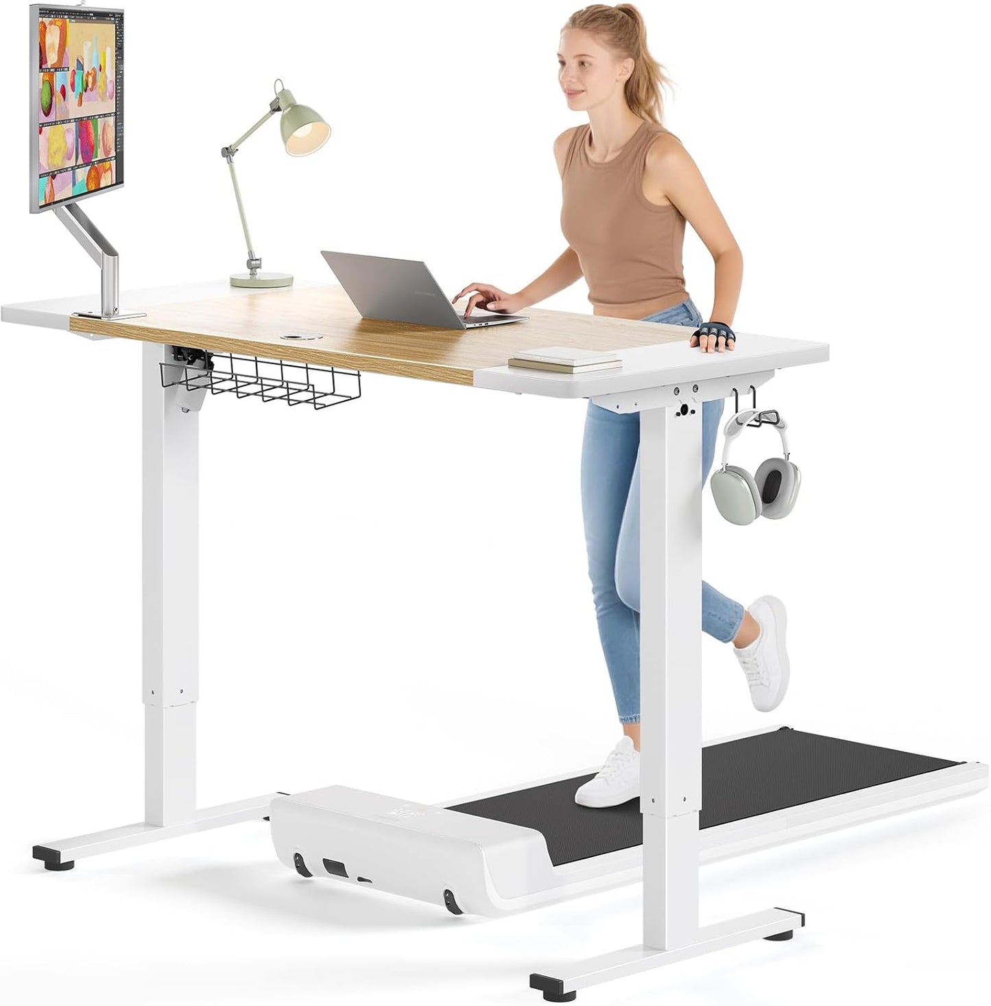 SIAGO Electric Standing Desk Adjustable - 48 X 24 Inch Sit Stand up Desk with Cable Management - 3 Memory Preset Adjustable Height Table