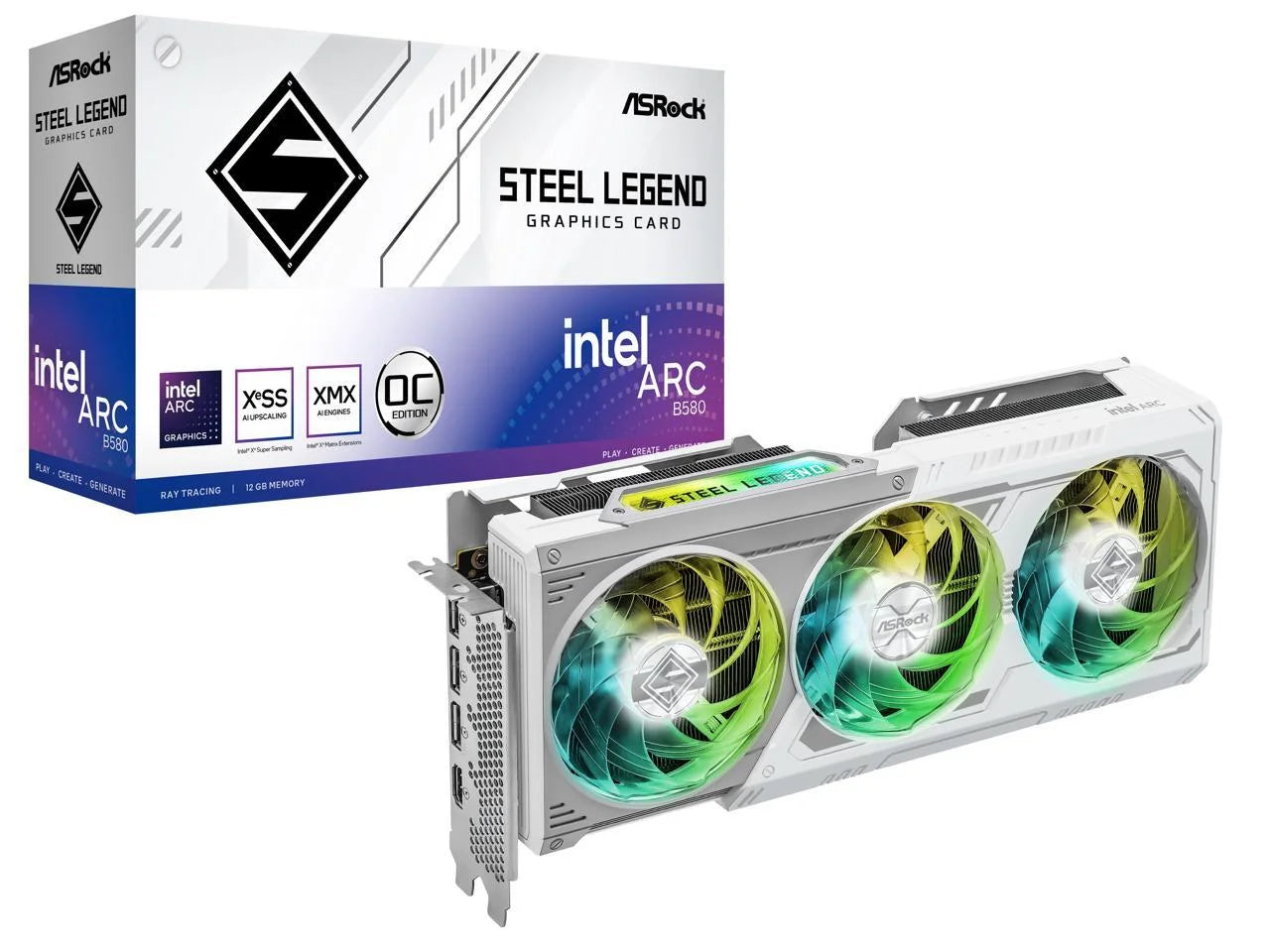 Asrock STEEL LEGEND Arc B580 12GB GDDR6 PCI Express 4.0 X8 ATX Graphics Card B580 SL 12GO