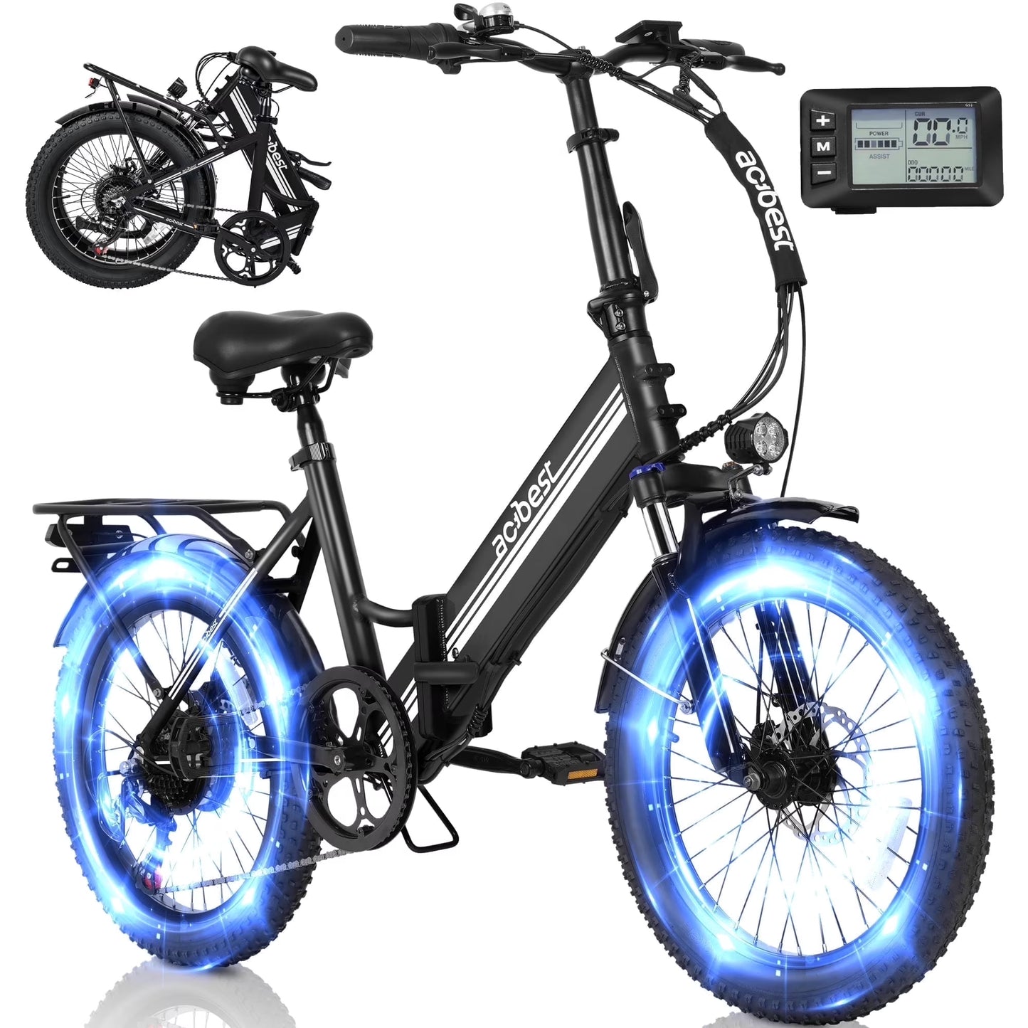 Qlife Speedy Lite Electric Bike AT35 Folding Step-Through - 750W, 20" Fat Tire,Black