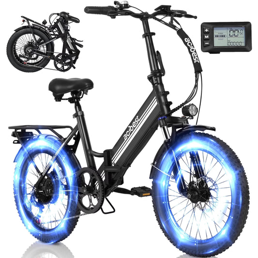 Qlife Speedy Lite Electric Bike AT35 Folding Step-Through - 750W, 20" Fat Tire,Black