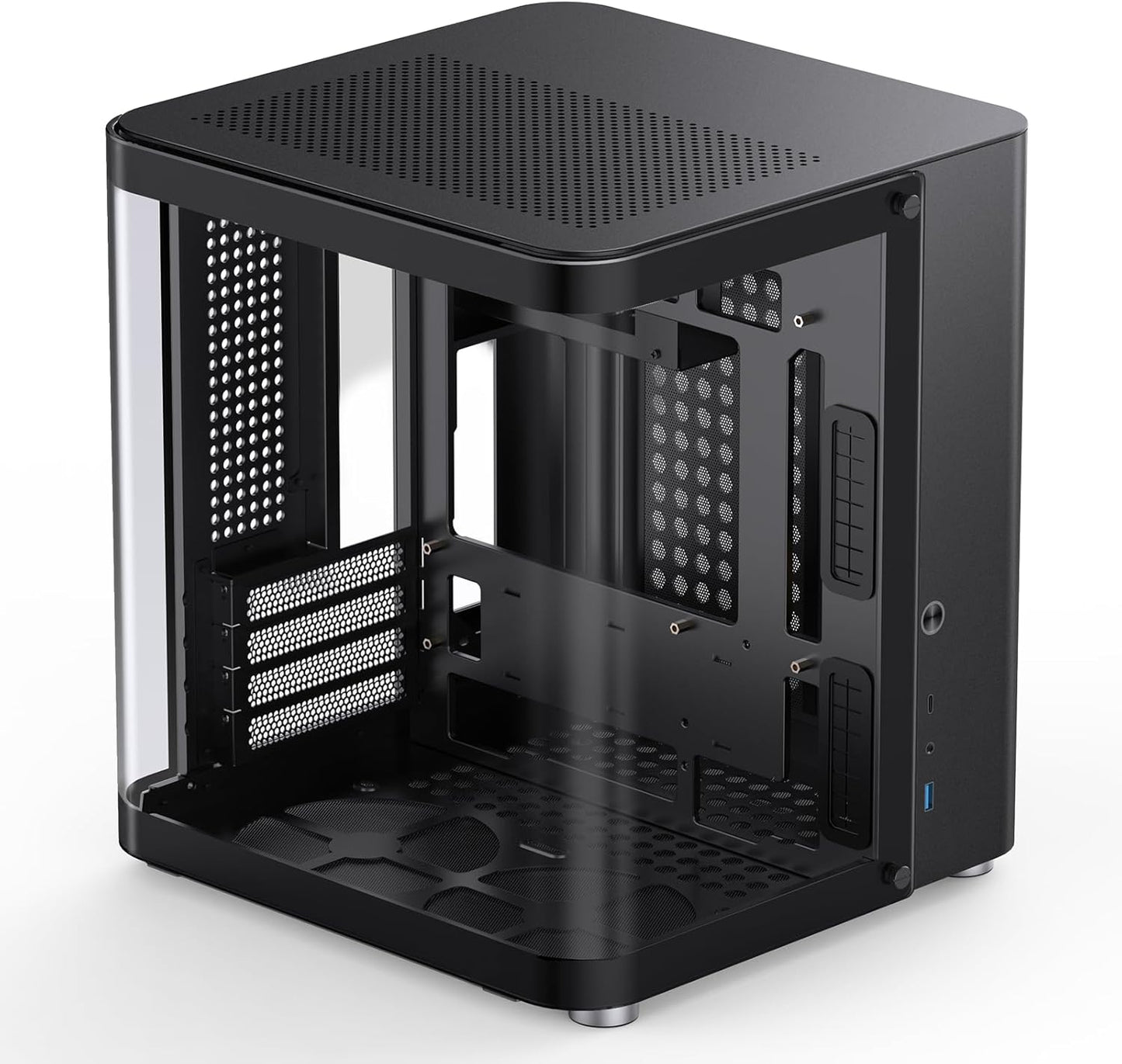 JONSBO TK-1 Black Micro ATX Mini Tower Computer CASE, Hyperboloid Glass Design, Separated Cabinet Structure, Al Alloy Shell Matx Desktop PC Case, Support ATX Power Supply/240 AIO, Black