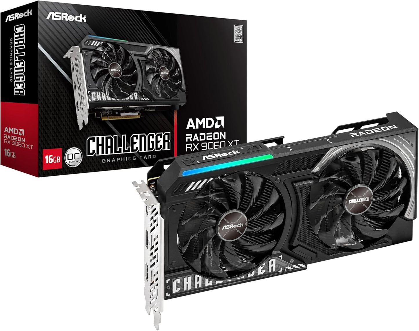 Asrock Radeon RX 9060 XT Steel Legend 8GB GDDR6 OC Graphics Card | 3320 Mhz Boost | Triple Fan | 0Db Cooling | Metal Backplate | Pcie 5.0 | Displayport 2.1A, HDMI 2.1B