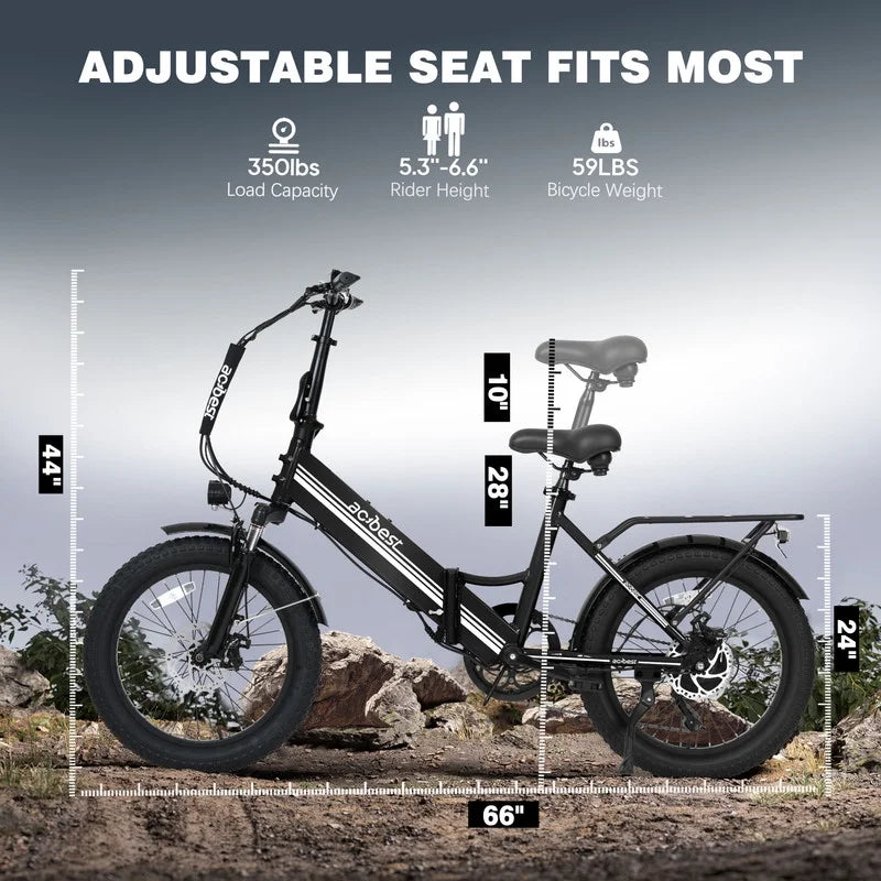 Qlife Speedy Lite Electric Bike AT35 Folding Step-Through - 750W, 20" Fat Tire,Black