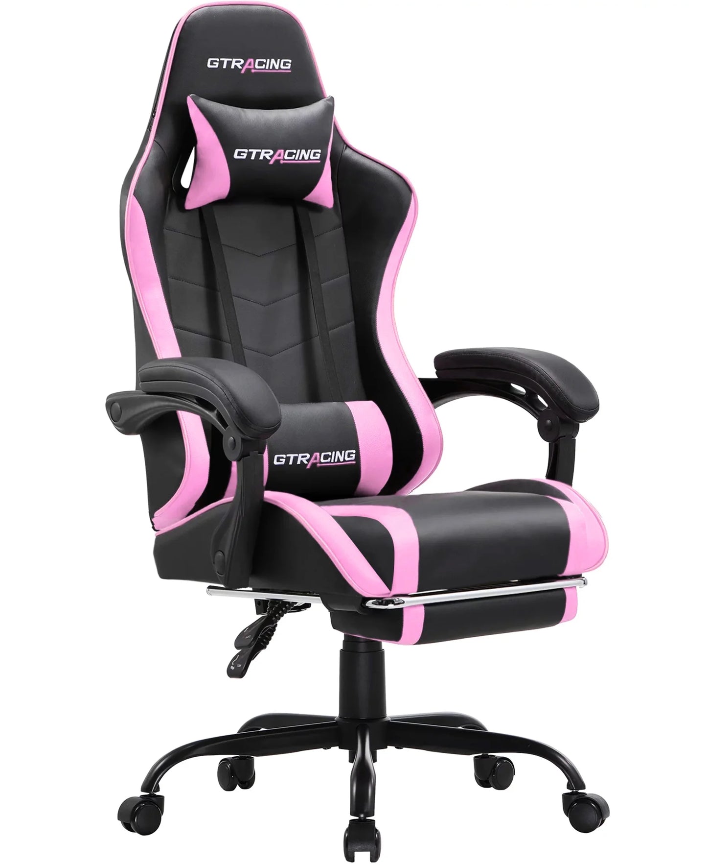 GTRACING Ergonomic GTWD-200 Gaming Chair with Adjustable Pillows and Footrest, Black