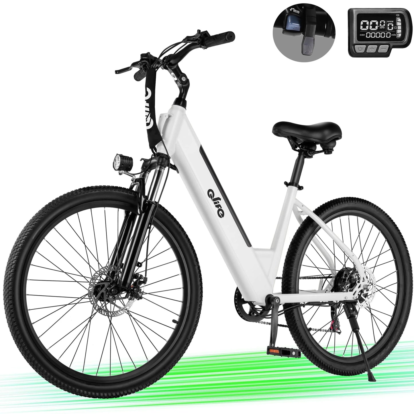 Cityone Electric Bike for Adults 26" Step-Through 20MPH Ebike with 2.1" Tire, Peak 750W Motor Ebikes with 7 Speed, E-Bike (Black)