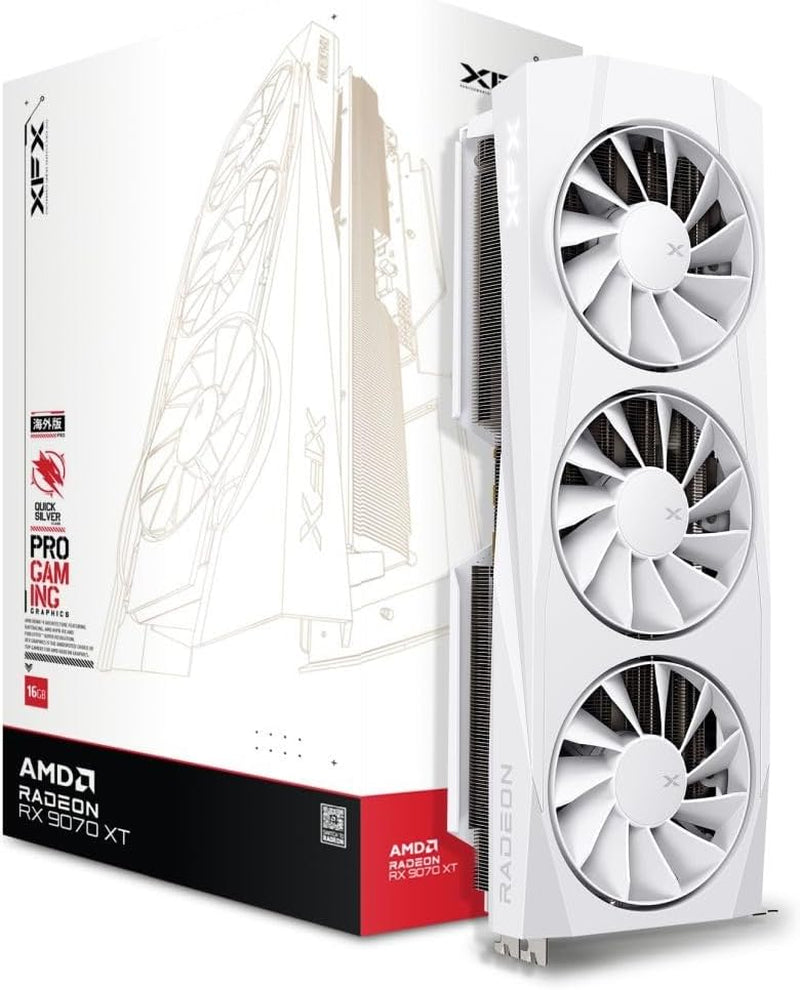 XFX Swift AMD Radeon RX 9060 XT OC White Gaming Edition with 8GB GDDR6 HDMI 2Xdp, AMD RDNA 4 RX 9060XT RX-96TSW8GWQ