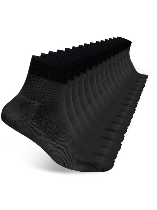 Layer 8 Men’S Cushioned Quarter Socks for Men Breathable Men’S Sports Socks for All Day Comfort, 15 Pk, Black