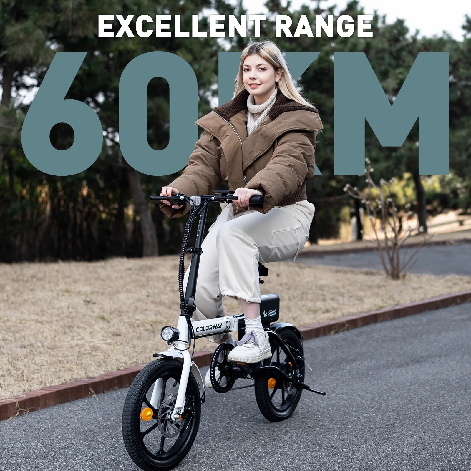 COLORWAY BK35M 16" Foldable Electric Bike for Adults, 350W Lightweight Commuter E-Bike, 37 Miles Range, Quick-Fold Portable Design, Aluminum Frame, UL2849 Certified