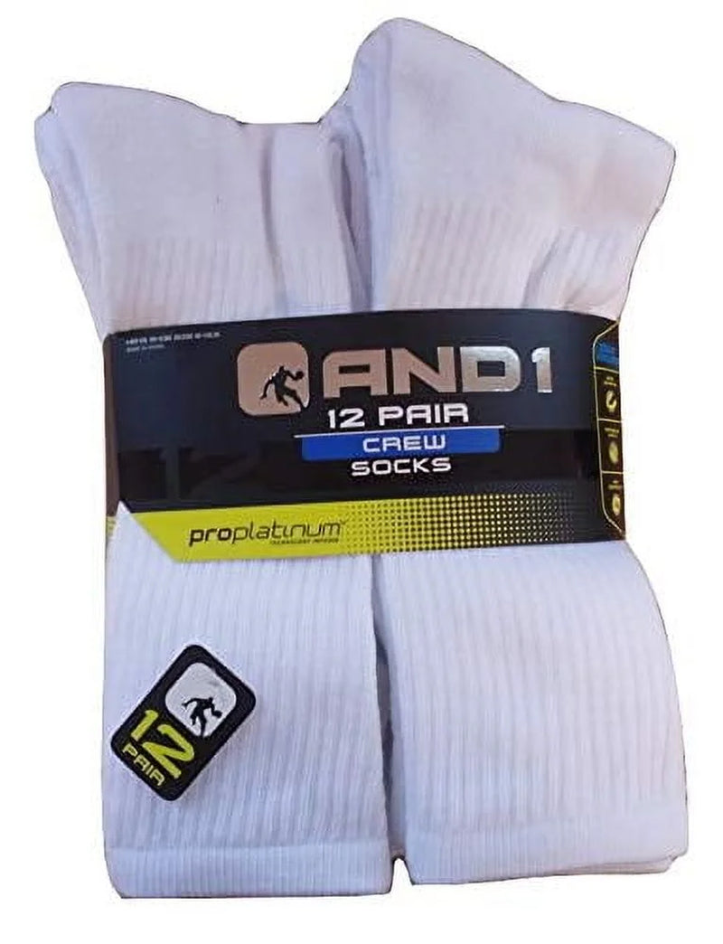 AND1 Men'S Socks, Cushion Crew Socks, 12 Pack