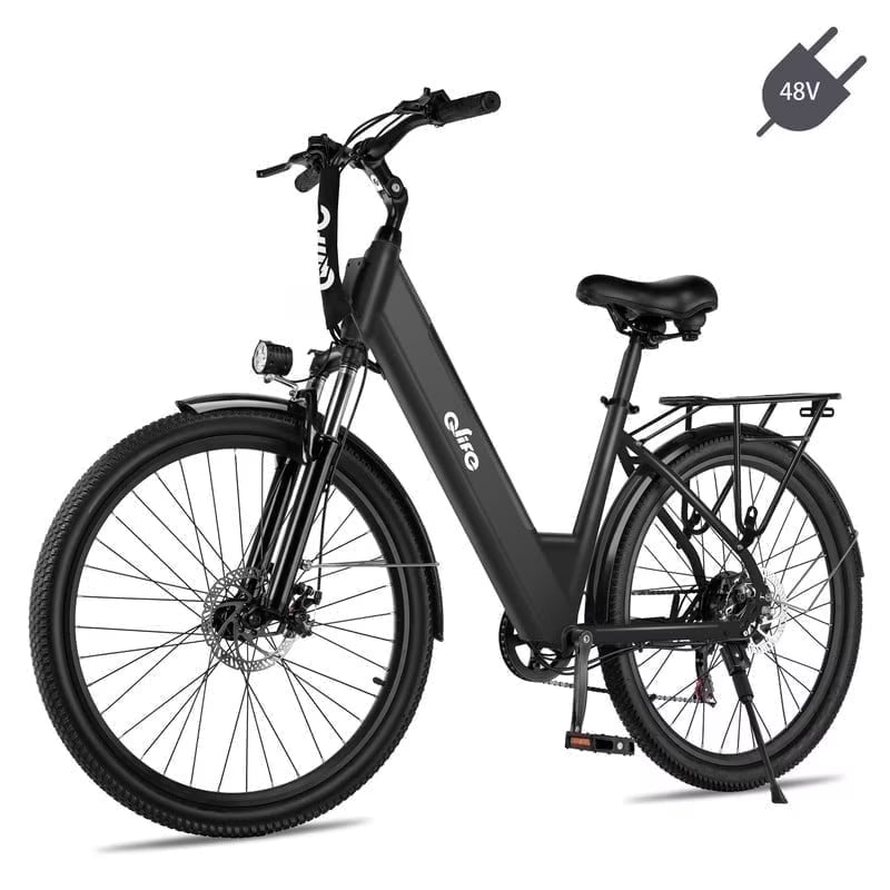 Cityone Electric Bike for Adults 26" Step-Through 20MPH Ebike with 2.1" Tire, Peak 750W Motor Ebikes with 7 Speed, E-Bike (Black)