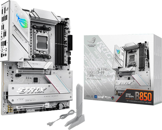 ASUS ROG Strix B850-A Gaming Wifi AMD AM5 B850 ATX Motherboard 14+2+2 Power Stages, DDR5 AEMP, 2.5G LAN, Wifi 7 with Q-Antenna, 4X M.2, Pcie® 5.0, USB 20Gbps Type-C, AI Networking II, ASUS AI Advisor