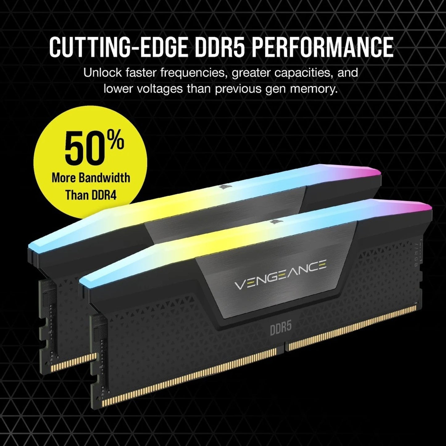 CORSAIR VENGEANCE RGB 32GB (2 x 16GB) PC5-48000 (DDR5-6000) DIMM Memory - Black