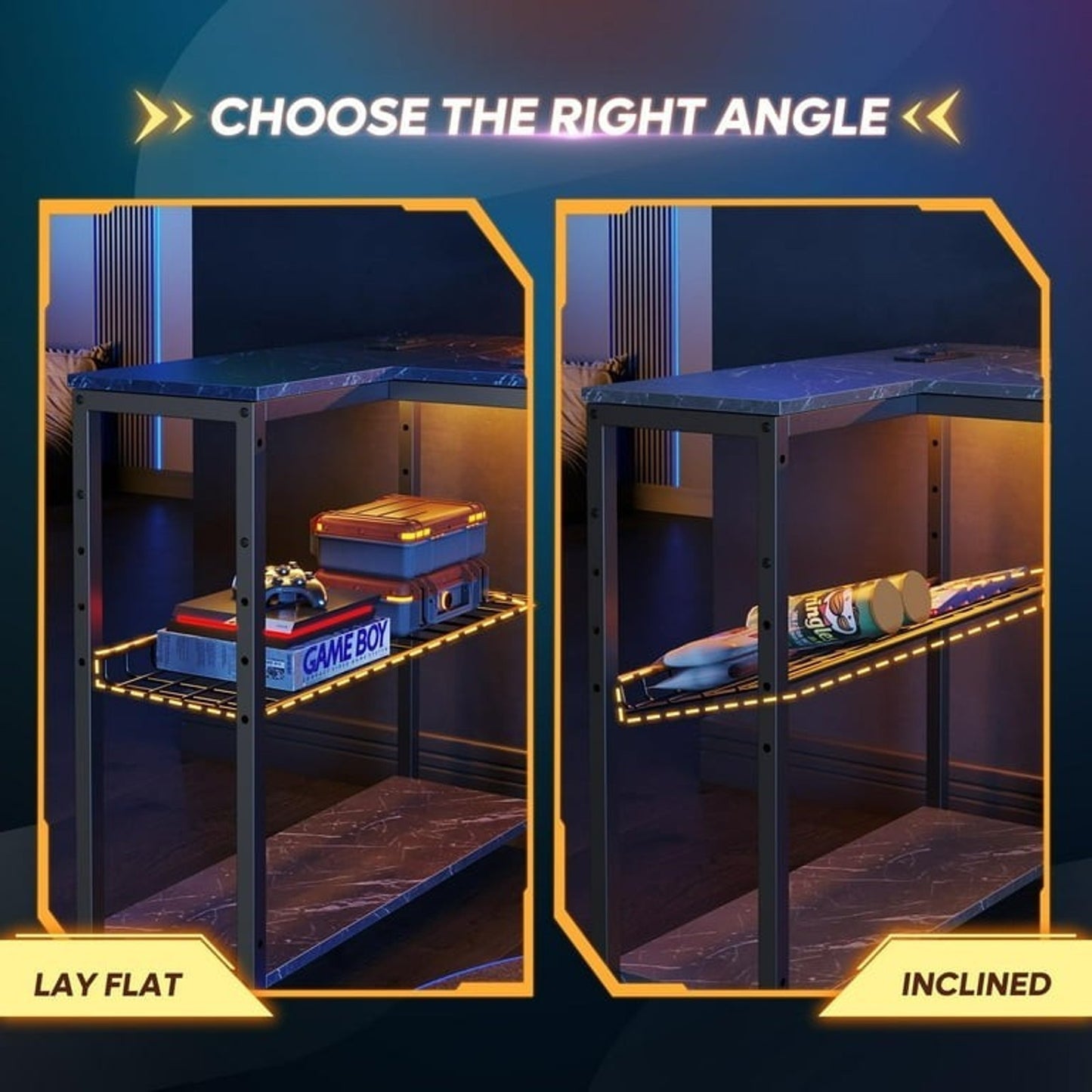 Bestier 42 Inch Computer Desk Marble Black