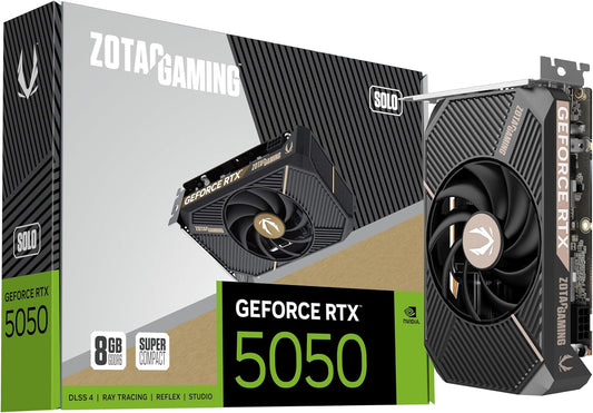 ZOTAC Gaming Geforce RTX 5050 Solo DLSS 4 8GB GDDR6 128-Bit 20 Gbps PCIE 5.0 Gaming Graphics Card, Sff-Ready Super Compact Card, ZT-B50500G-10L