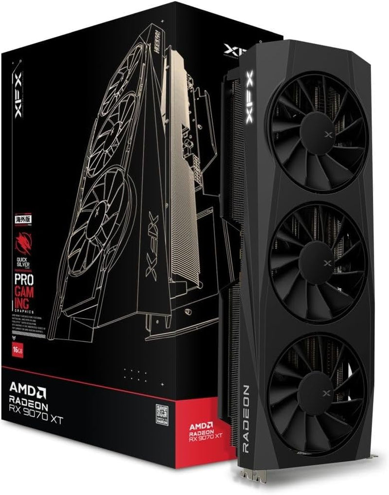 XFX Swift AMD Radeon RX 9070XT Triple Fan Gaming Edition with 16GB GDDR6 HDMI 3Xdp, AMD RDNA 4 RX-97TSWF3BA