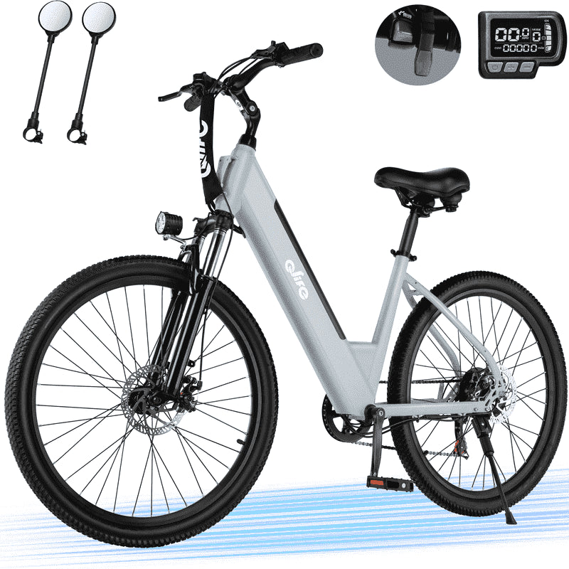 Cityone Electric Bike for Adults 26" Step-Through 20MPH Ebike with 2.1" Tire, Peak 750W Motor Ebikes with 7 Speed, E-Bike (Black)
