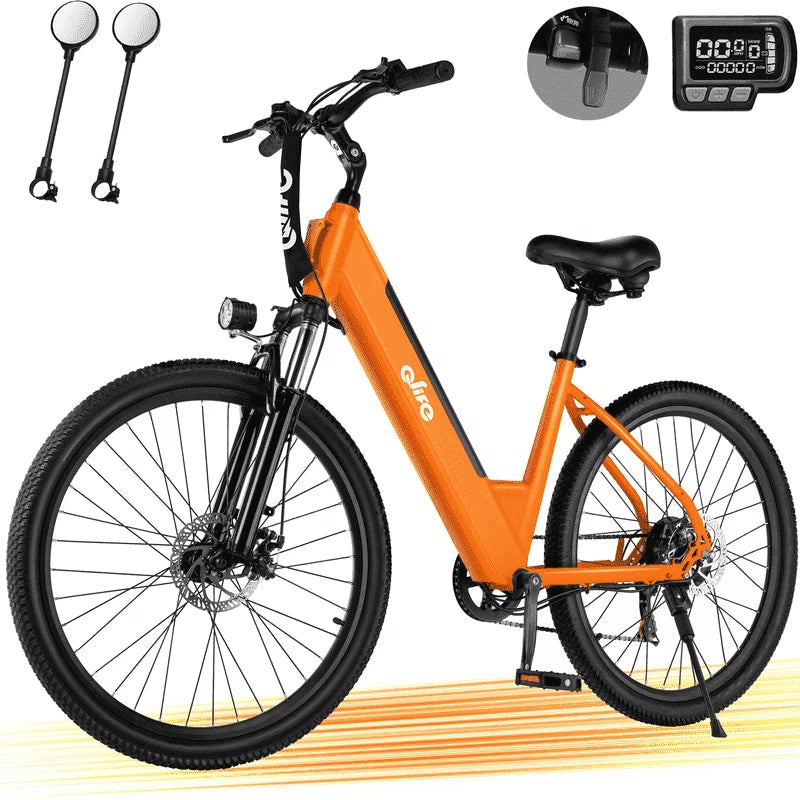 Cityone Electric Bike for Adults 26" Step-Through 20MPH Ebike with 2.1" Tire, Peak 750W Motor Ebikes with 7 Speed, E-Bike (Black)