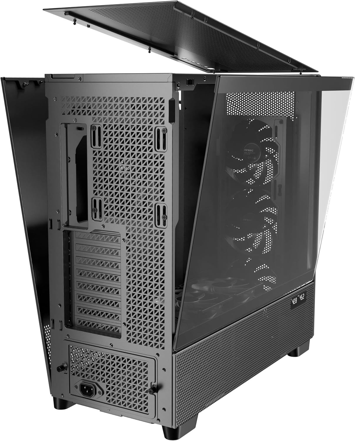 Antec Flux Pro, 6 X PWM Fans Included, High-Airflow Front Panel with Walnut Wood, Ishift PSU 90° Mount, USB3.0 X 2, Type-C, 420Mm Radiator Support, Temp. Display, Full-Tower E-ATX PC Case