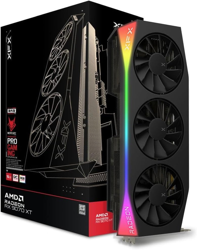 XFX Swift AMD Radeon RX 9070XT Triple Fan Gaming Edition with 16GB GDDR6 HDMI 3Xdp, AMD RDNA 4 RX-97TSWF3BA