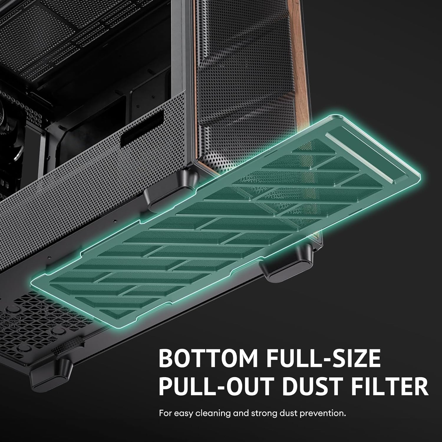 Antec Flux Pro, 6 X PWM Fans Included, High-Airflow Front Panel with Walnut Wood, Ishift PSU 90° Mount, USB3.0 X 2, Type-C, 420Mm Radiator Support, Temp. Display, Full-Tower E-ATX PC Case