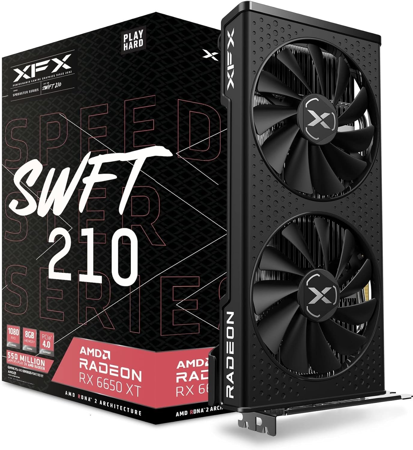 XFX Swift AMD Radeon RX 9070XT Triple Fan Gaming Edition with 16GB GDDR6 HDMI 3Xdp, AMD RDNA 4 RX-97TSWF3BA