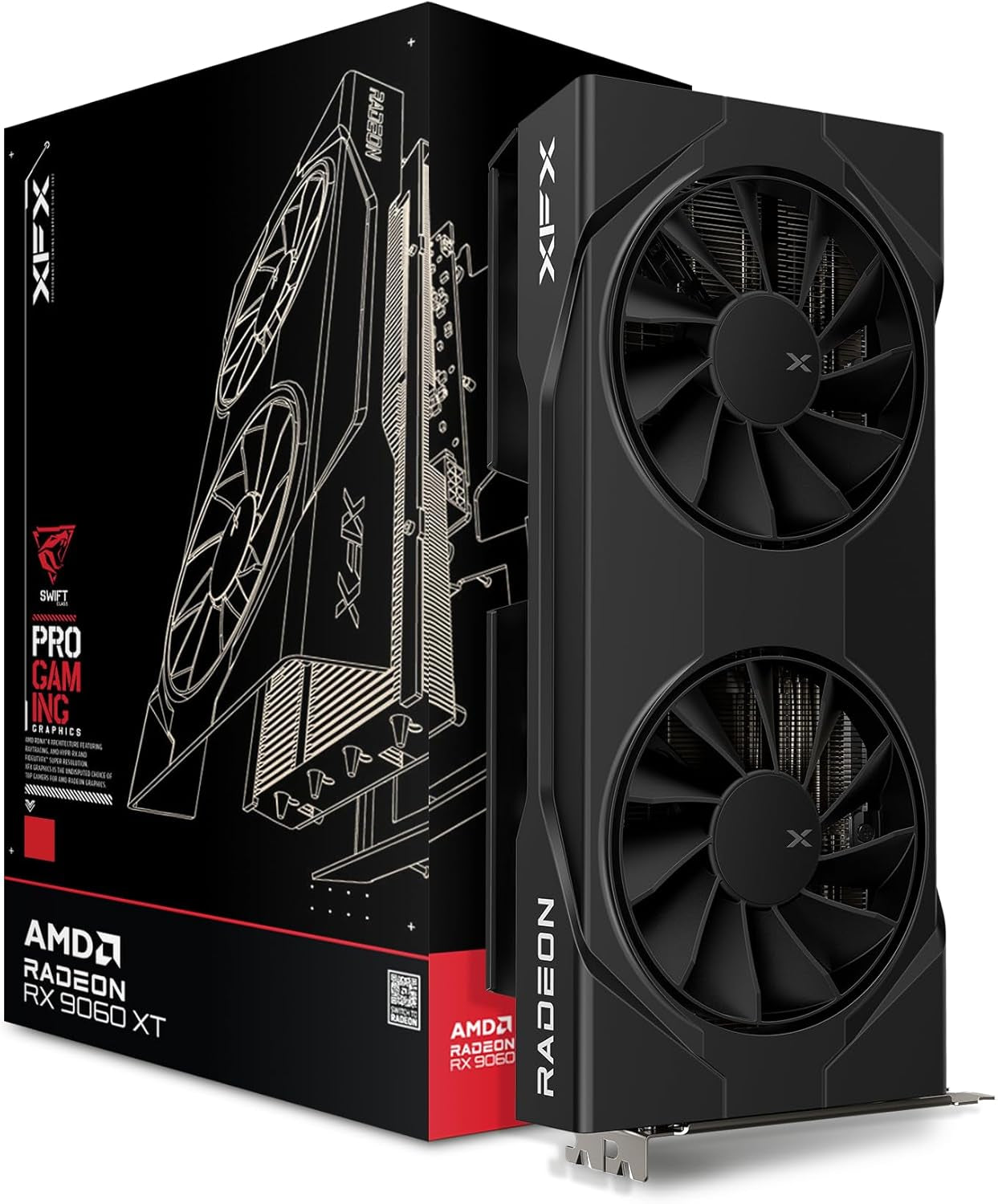 XFX Swift AMD Radeon RX 9070XT Triple Fan Gaming Edition with 16GB GDDR6 HDMI 3Xdp, AMD RDNA 4 RX-97TSWF3BA