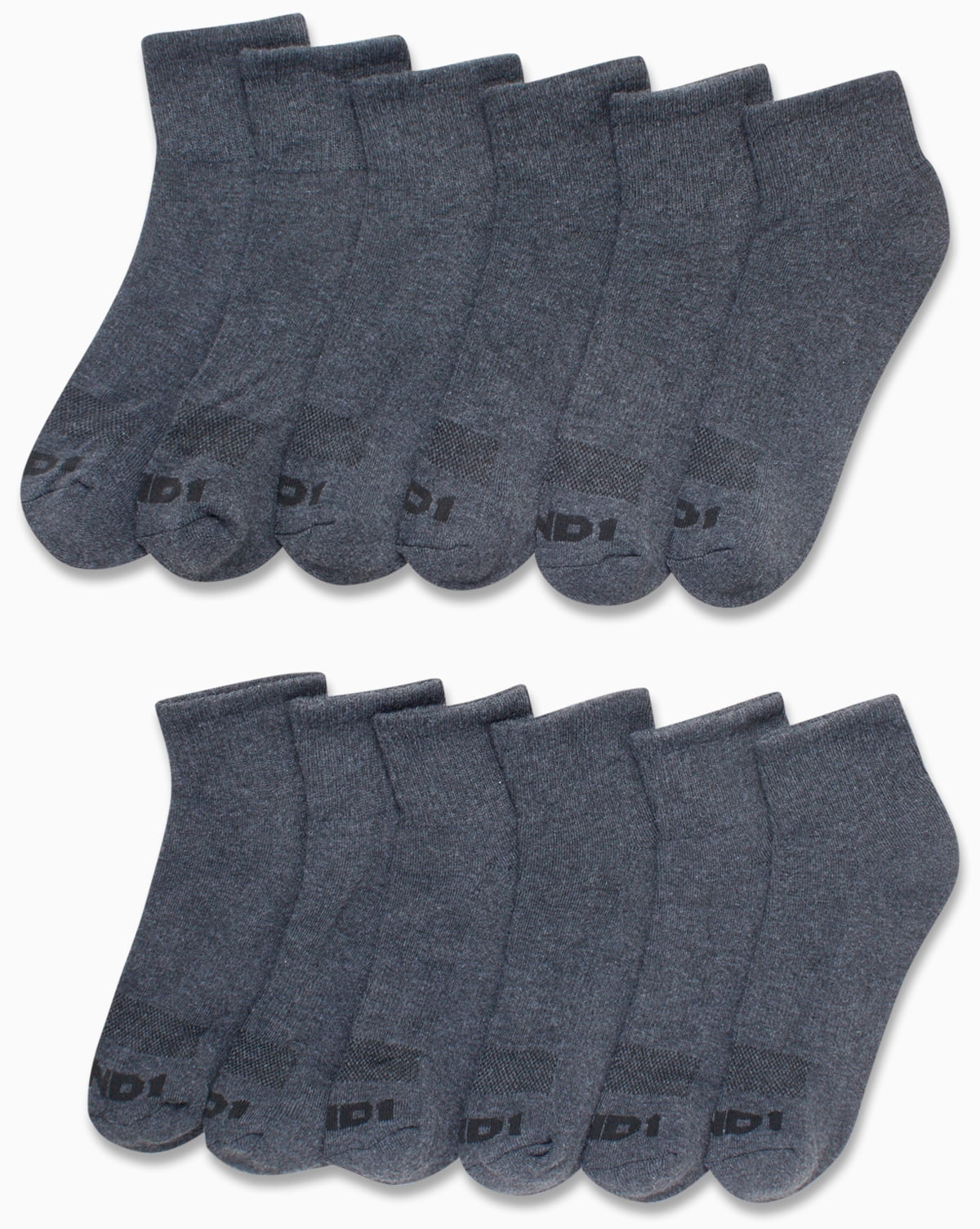 AND1 Men'S Socks, Cushion Quarter Socks, 12 Pack