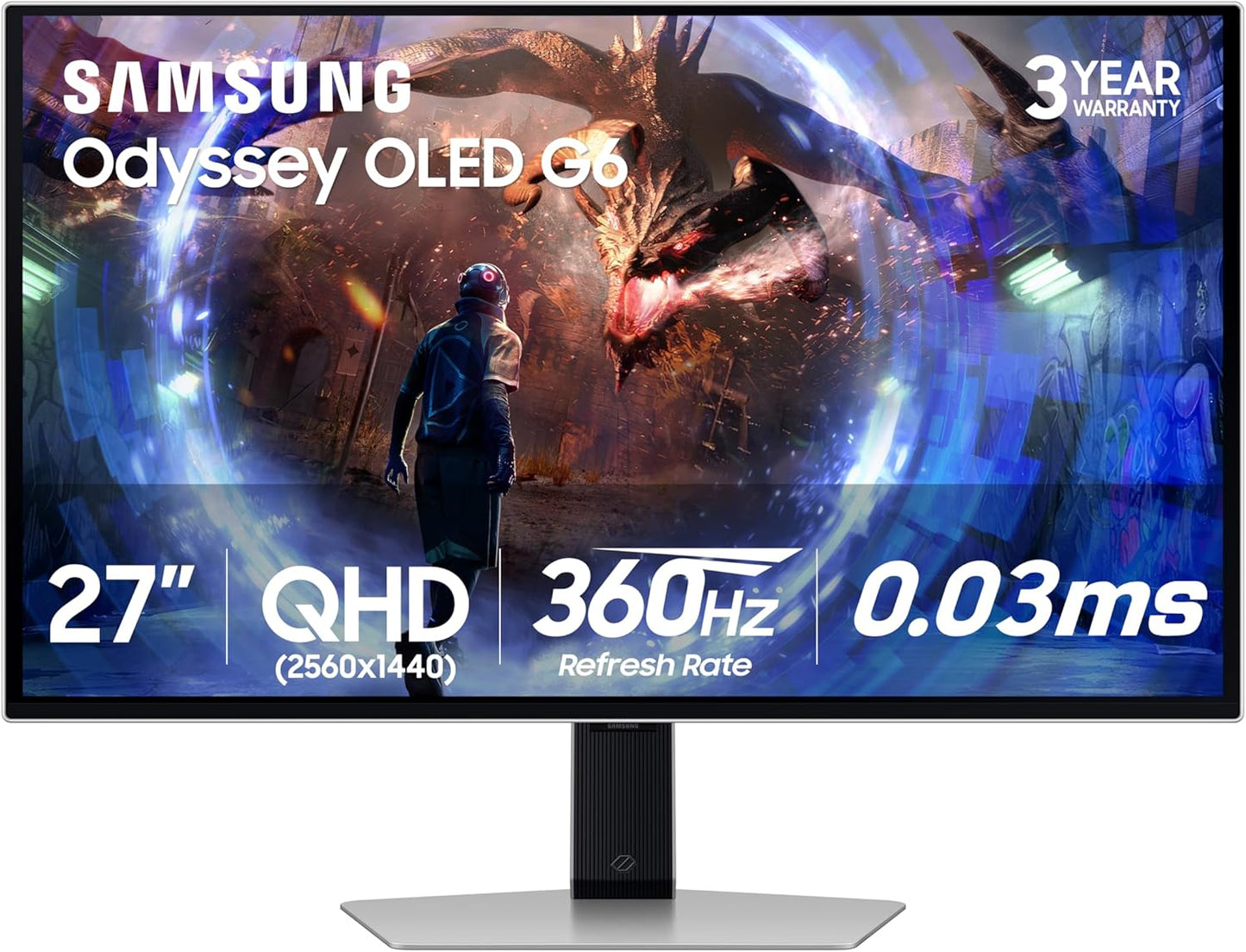 Samsung 27” Odyssey OLED G5 (G50SF) QHD & QD-OLED Gaming Monitor, 180Hz Refresh Rate, 0.03Ms (Gtg) Response Time, NVIDIA G-Sync Compatible, AMD Freesync™, LS27FG500SNXZA