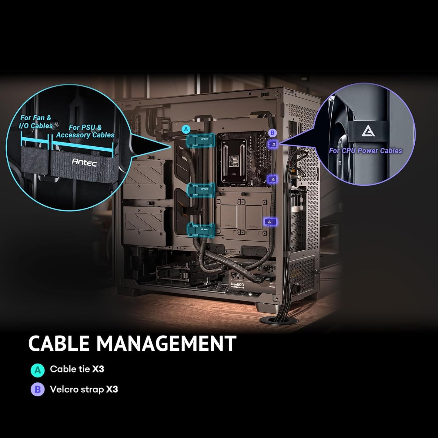 Antec Flux Pro, 6 X PWM Fans Included, High-Airflow Front Panel with Walnut Wood, Ishift PSU 90° Mount, USB3.0 X 2, Type-C, 420Mm Radiator Support, Temp. Display, Full-Tower E-ATX PC Case