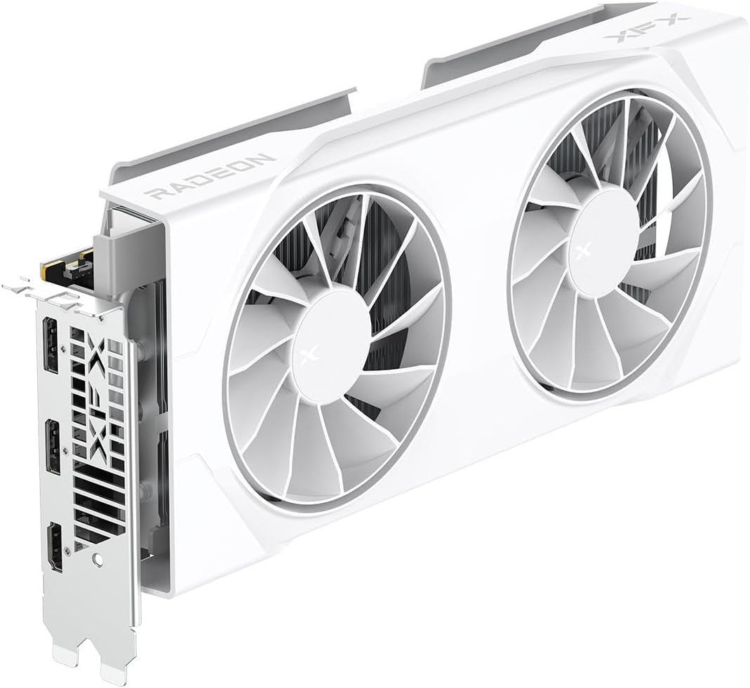 XFX Swift AMD Radeon RX 9060 XT OC White Gaming Edition with 8GB GDDR6 HDMI 2Xdp, AMD RDNA 4 RX 9060XT RX-96TSW8GWQ
