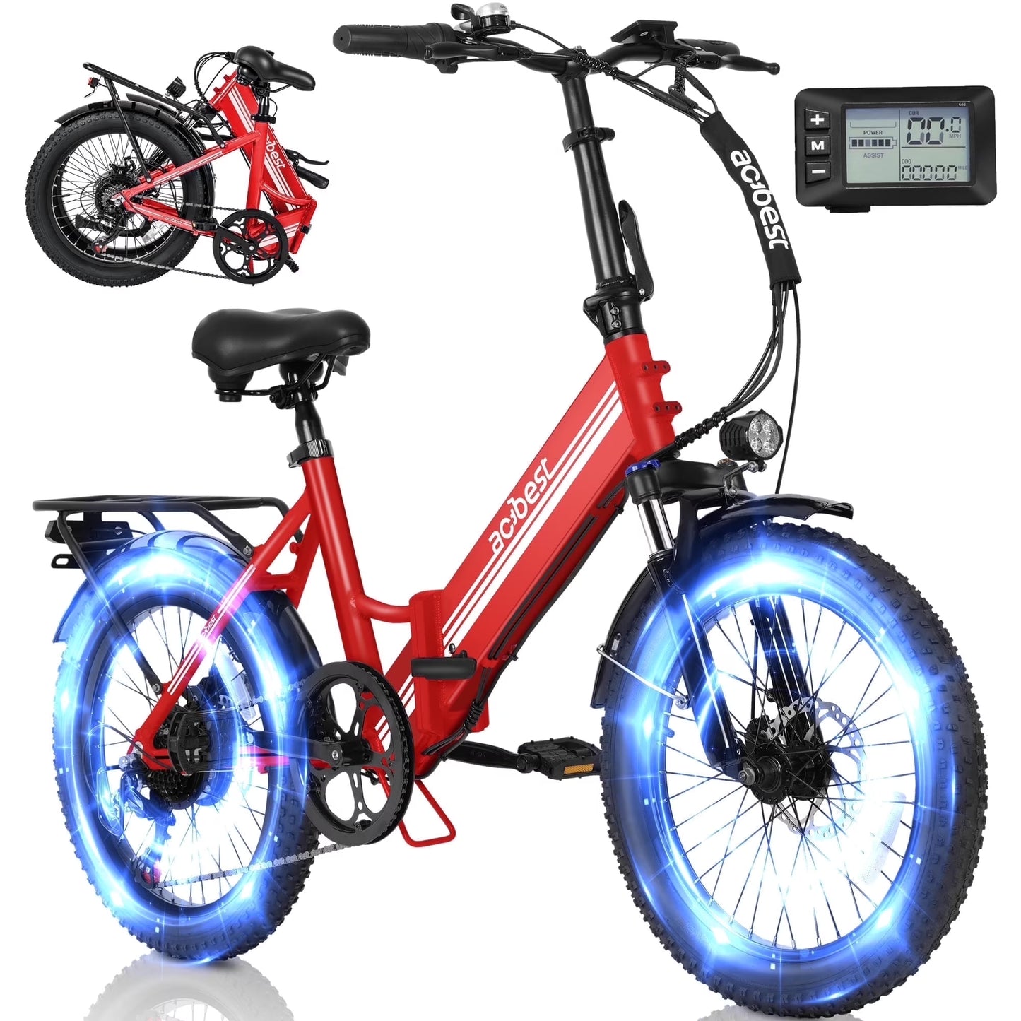 Qlife Speedy Lite Electric Bike AT35 Folding Step-Through - 750W, 20" Fat Tire,Black