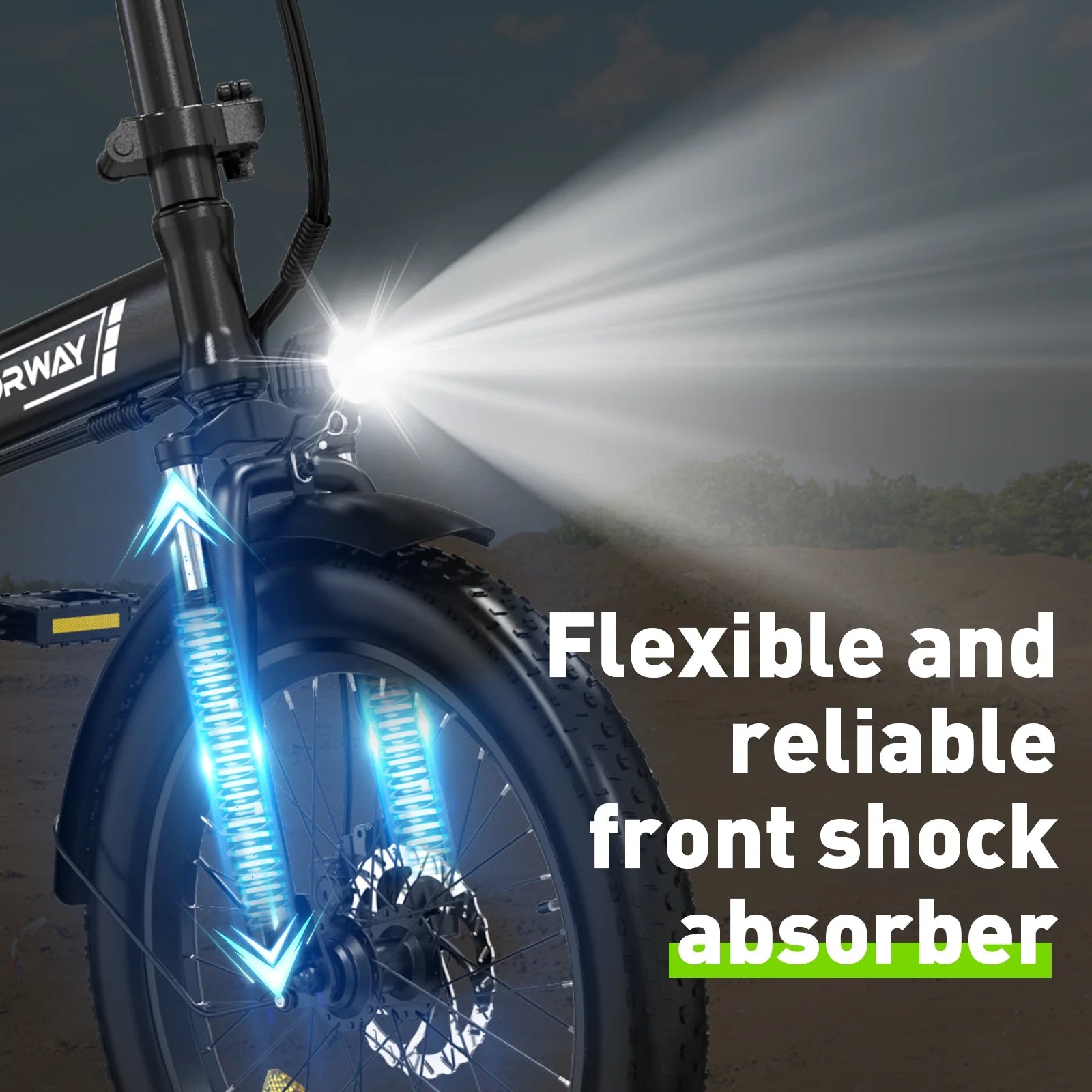 COLORWAY 20”X3.0 Fat Tire Electric Bicycles, Foldable Mountain Snow Beach Electric Bike Ebike with 500W/36V/13Ah Battery, Shimano 7-Speed E Bicycle