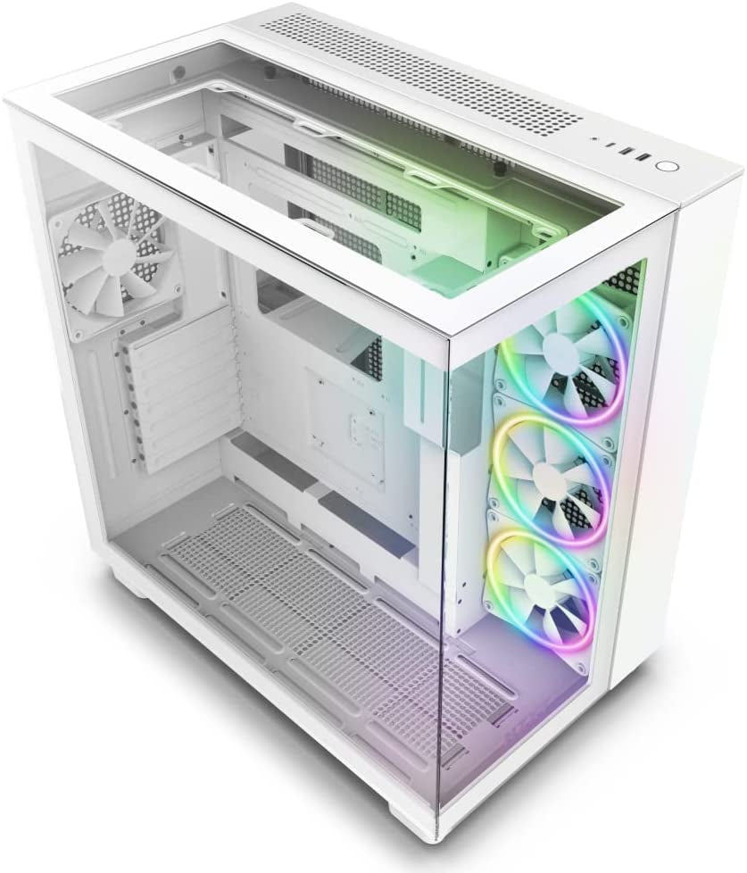 NZXT H9 Flow RGB (2025) – Large Dual-Chamber ATX Mid-Tower Airflow PC Case – Includes 1 X 420Mm RGB Fan Unit & 1 X 120Mm Fan – 420Mm Radiator Support – Tempered Glass – Back-Connect Ready – Black