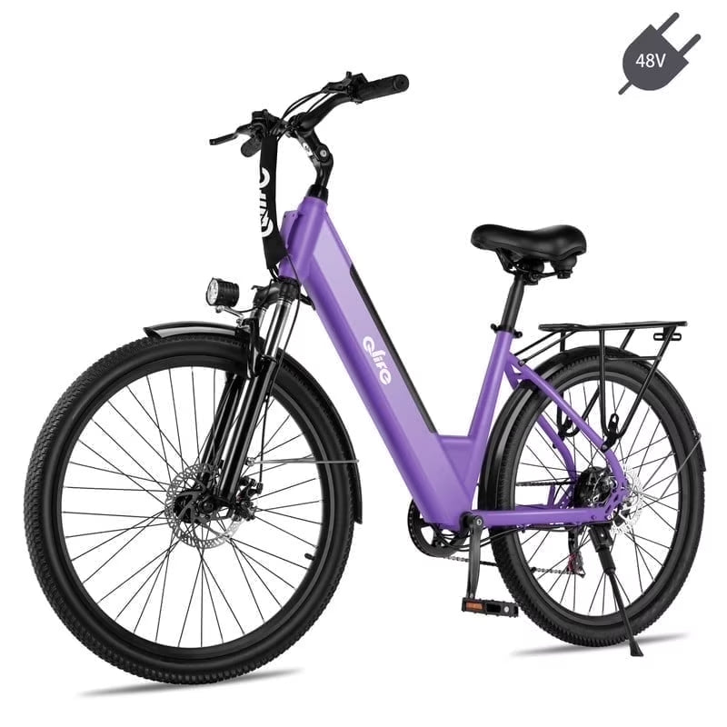 Cityone Electric Bike for Adults 26" Step-Through 20MPH Ebike with 2.1" Tire, Peak 750W Motor Ebikes with 7 Speed, E-Bike (Black)