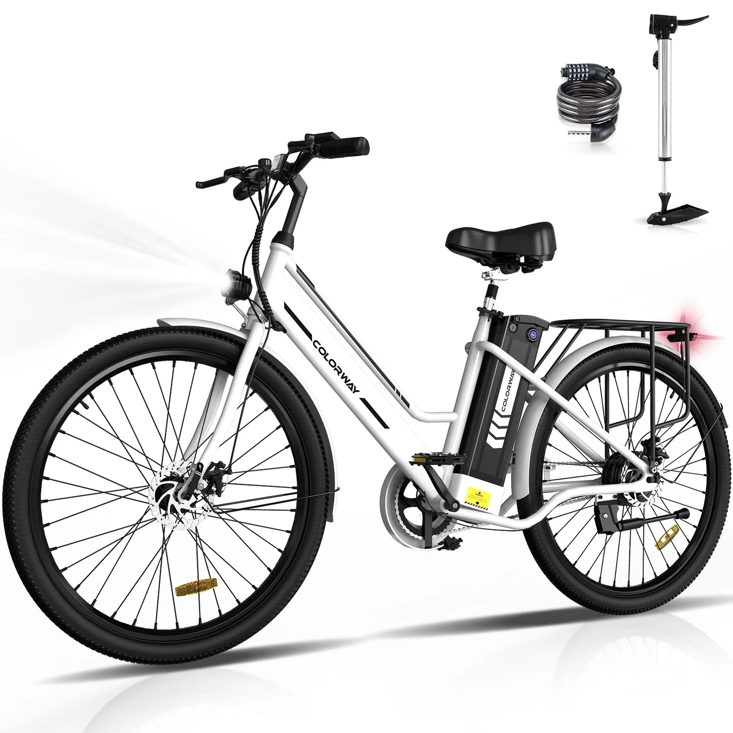 COLORWAY 26" Electric Bike for Woman, 500W Powerful Motor, 36V 12AH Removable Battery E Bike, , Max. Speed 19.9MPH Electric Bicycle UL2849