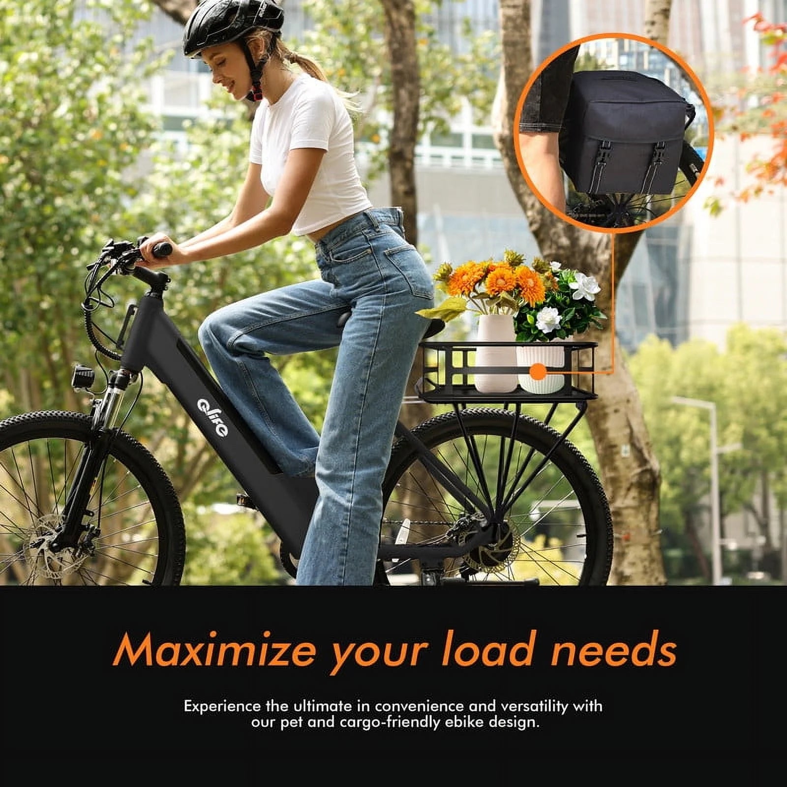 Cityone Electric Bike for Adults 26" Step-Through 20MPH Ebike with 2.1" Tire, Peak 750W Motor Ebikes with 7 Speed, E-Bike (Black)